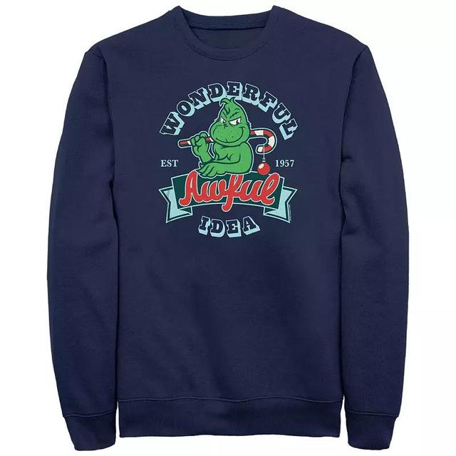 Big & Tall Dr. Seuss Grinch Wonderful Awful Idea Graphic Fleece, Mens Blue Product Image