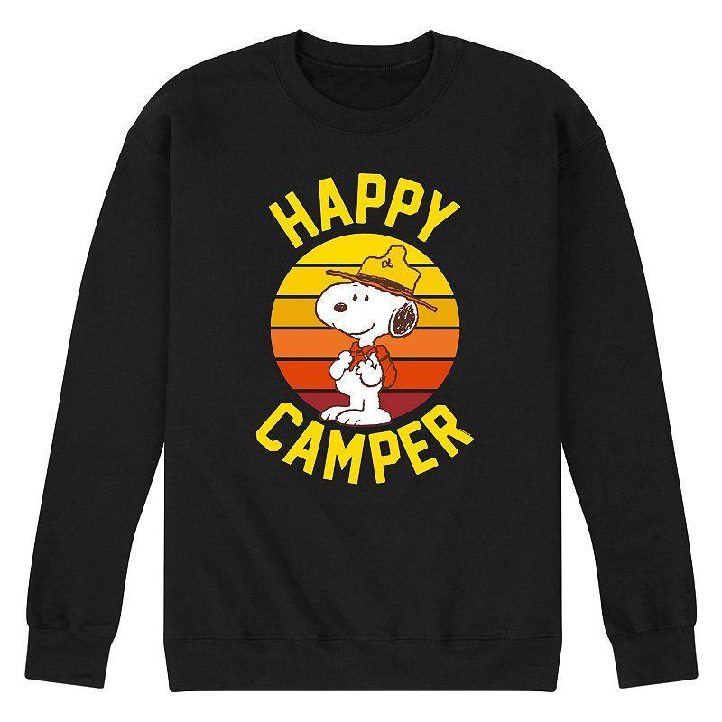 Mens Peanuts Snoopy Happy Camper Graphic Sweatshirt Black Product Image