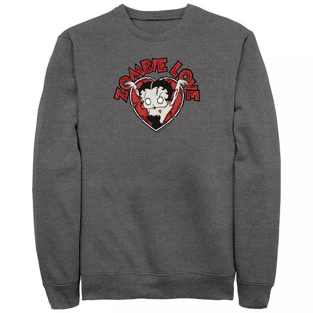 Mens Betty Boop Halloween Zombie Love Heart Fleece Sweatshirt Product Image