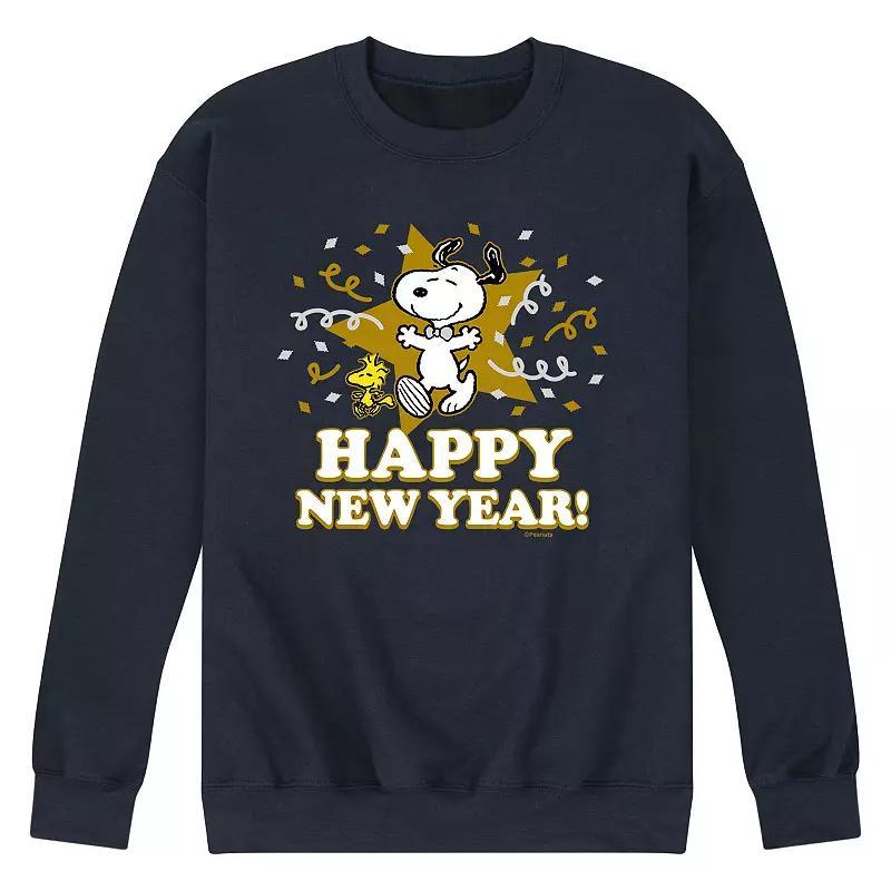 Mens Peanuts Happy New Year Sweatshirt Blue Product Image