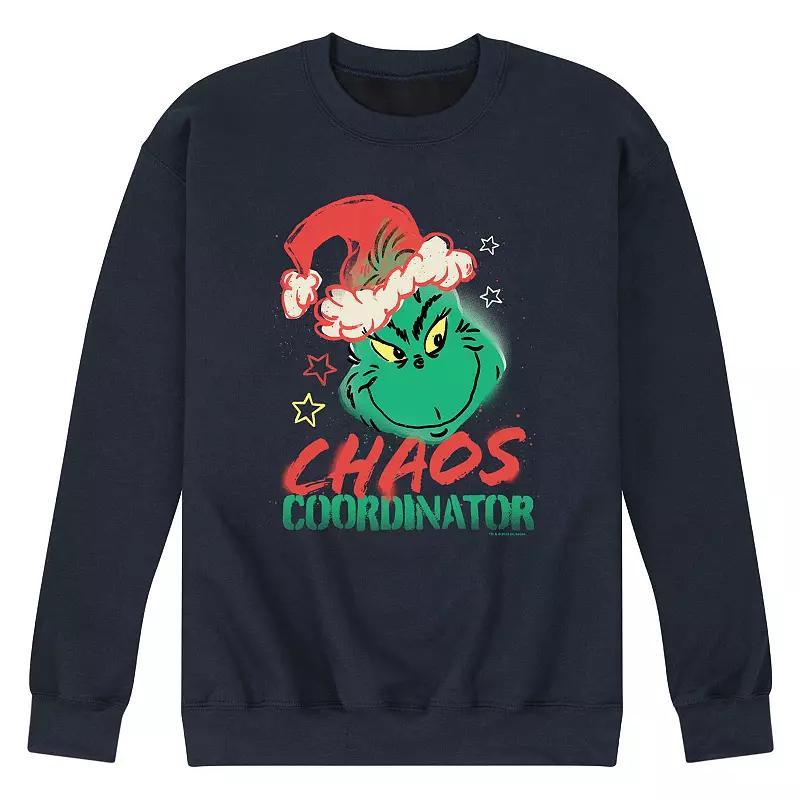 Mens Dr. Seuss The Grinch Chaos Coordinator Fleece Sweatshirt Blue Product Image