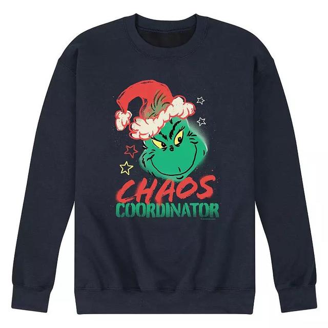 Mens Dr. Seuss The Grinch Chaos Coordinator Fleece Sweatshirt Blue Product Image