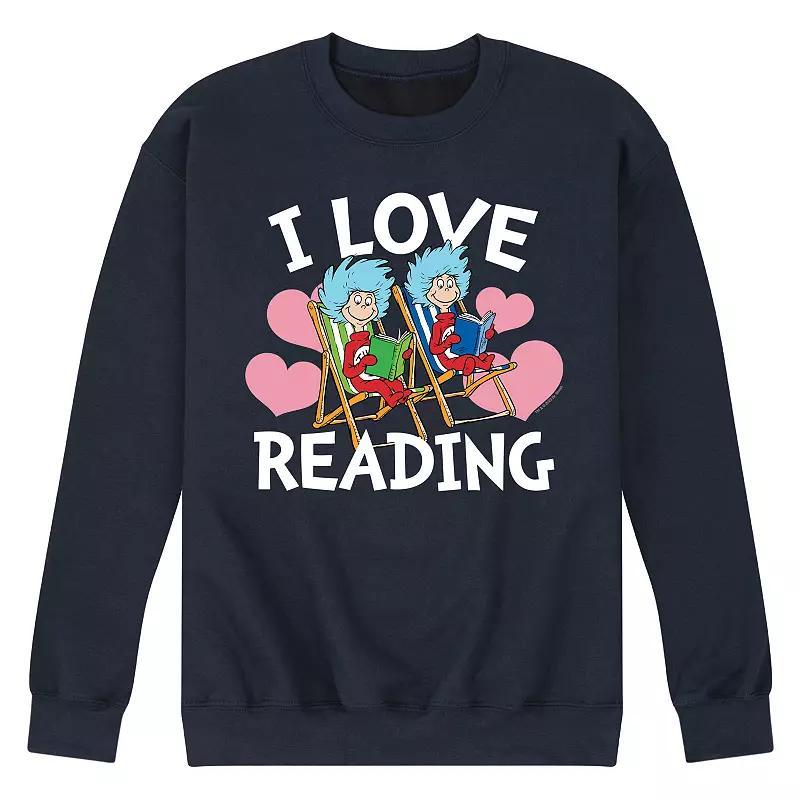 Mens Dr. Seuss I Love Reading Fleece Graphic Tee Blue Product Image