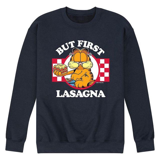 Mens Garfield But First Lasagna Sweatshirt Blue Product Image