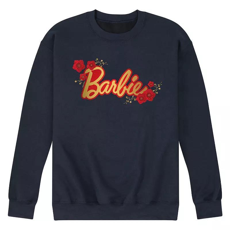 Mens Barbie Logo Red Floral Fleece Sweatshirt Blue Product Image