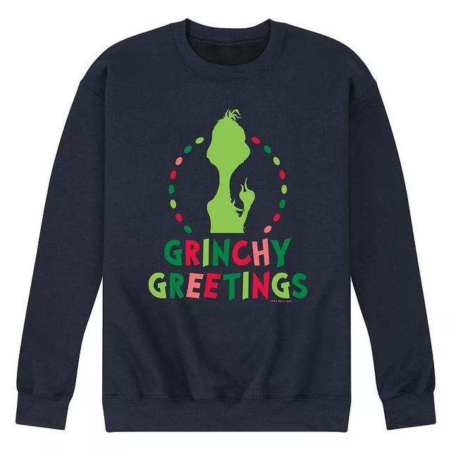 Mens Dr. Seuss The Grinch Grinchy Greetings Fleece Sweatshirt Blue Product Image