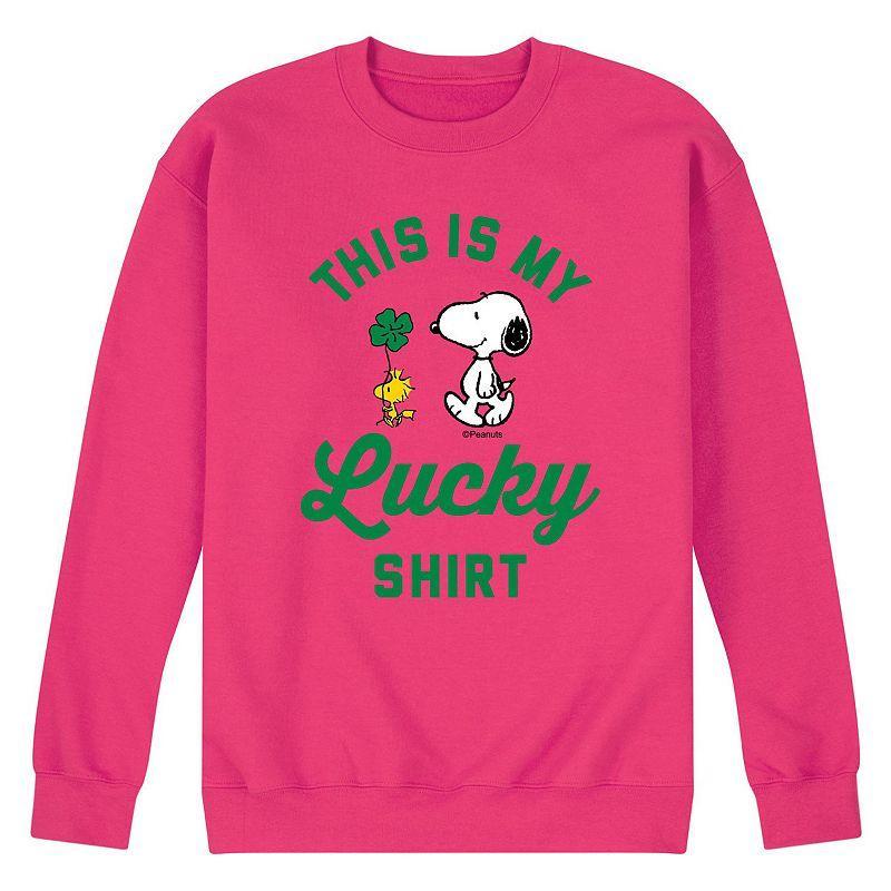 Mens Peanuts Lucky Shirt Fleece Sweatshirt Med Grey Product Image