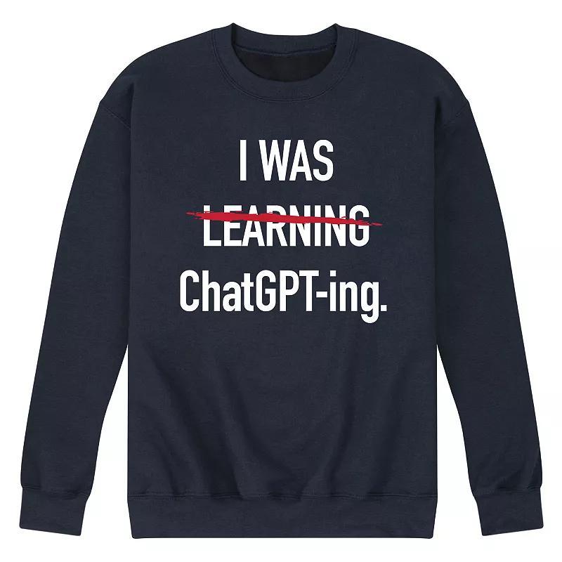 Mens I Was Learning CHATGPTing Graphic Fleece Blue Product Image