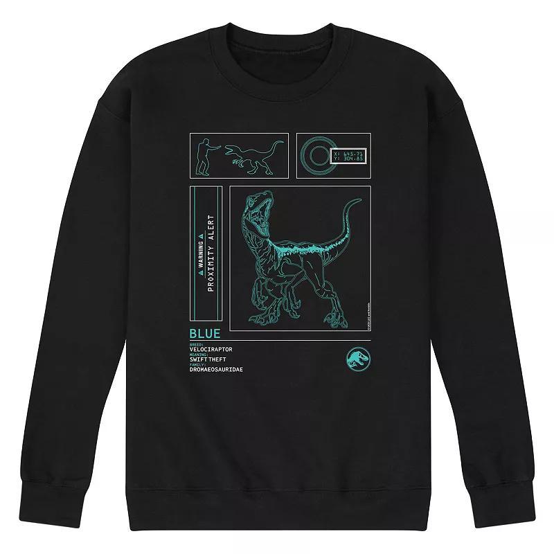 Mens Jurassic World Blue Lab Data Fleece Sweatshirt Product Image