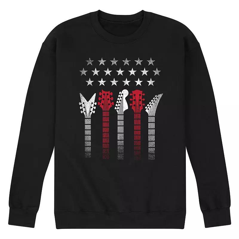 Mens Americana Flag Guitars Fleece Sweatshirt Product Image