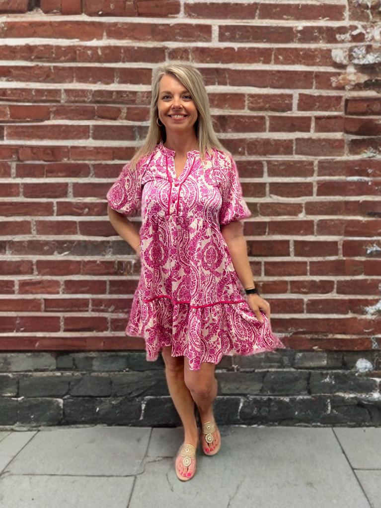 Paisley Dress- Fuchsia Product Image