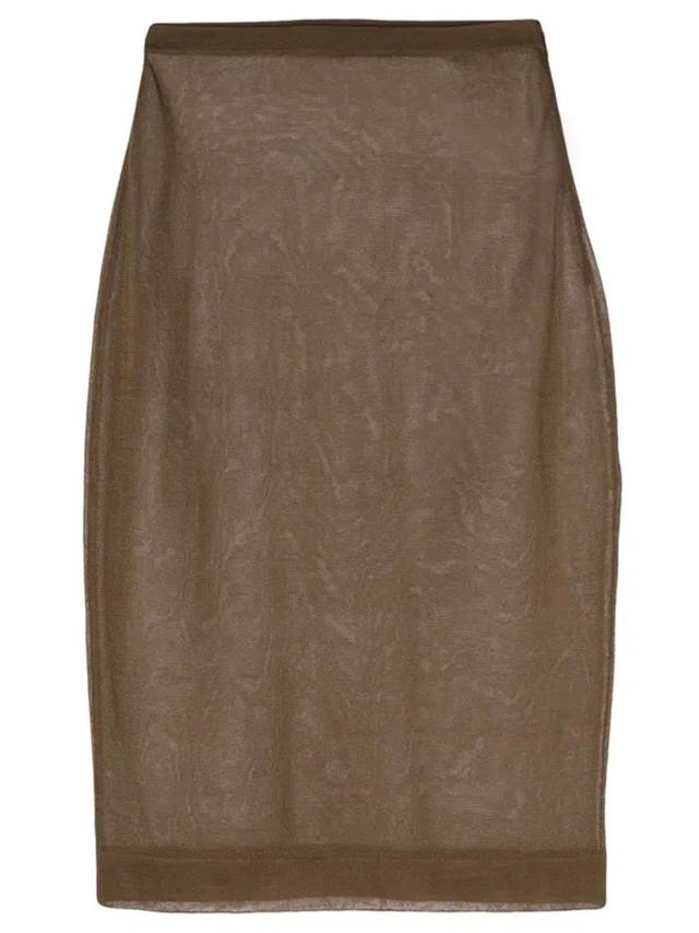 Knitted Pencil Skirt In Brown Product Image