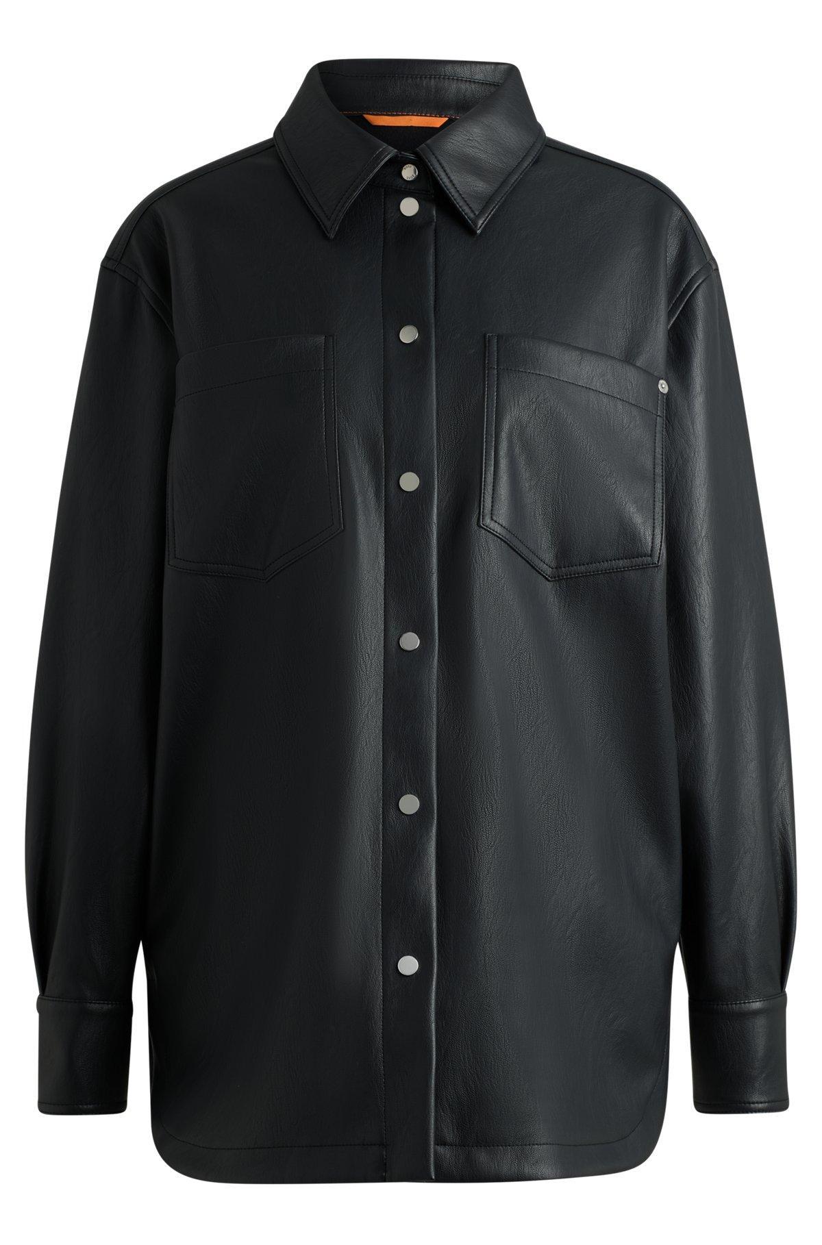 Faux-leather overshirt with patch pockets Product Image