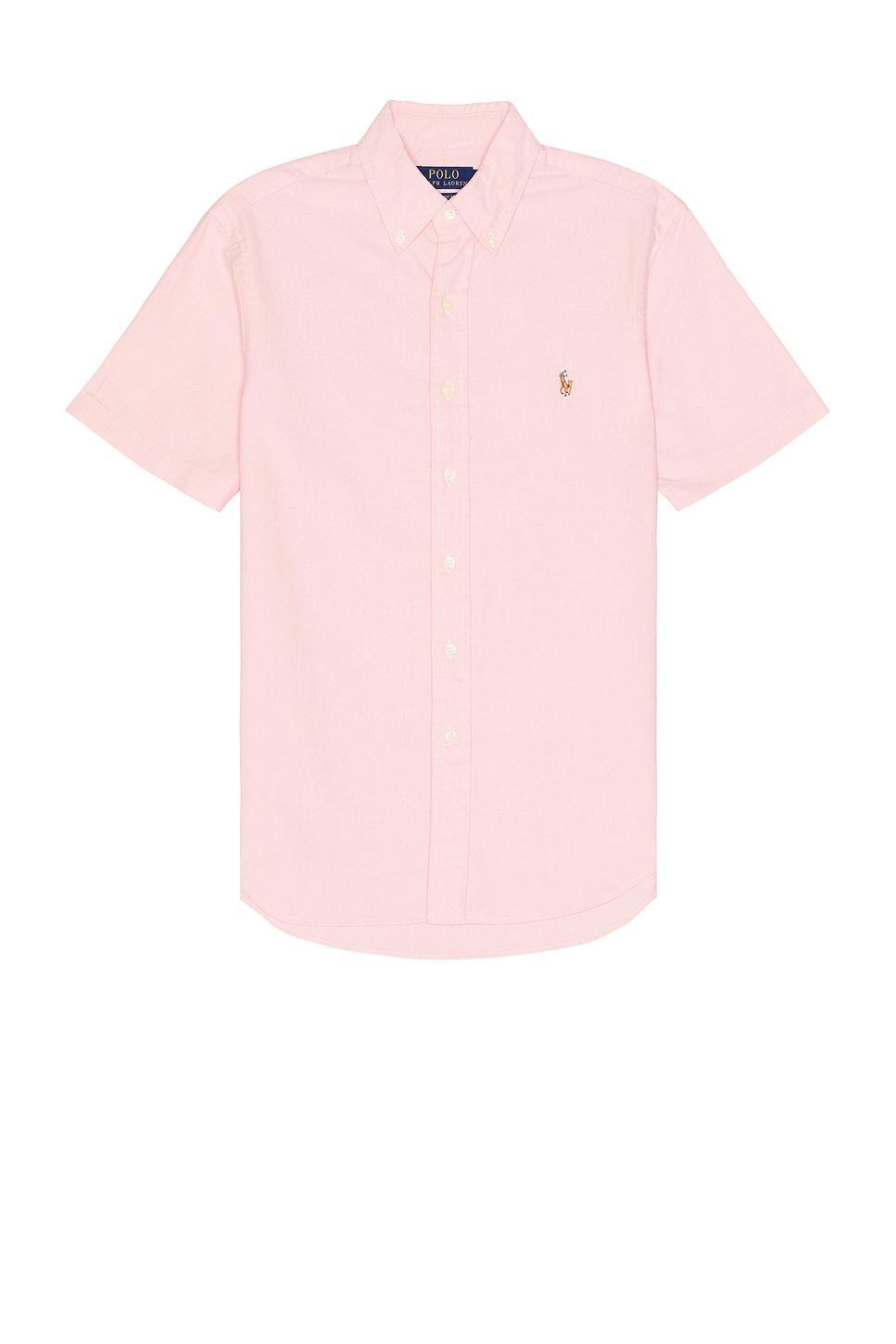 Polo Ralph Lauren Oxford Short Sleeve Shirt in Pink - Pink. Size S (also in M, L, XL/1X). Product Image