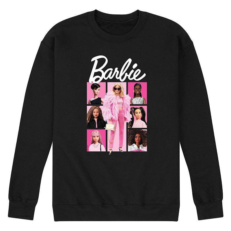 Mens Barbie Pink Grid Fleece Sweatshirt Grey Gray Product Image