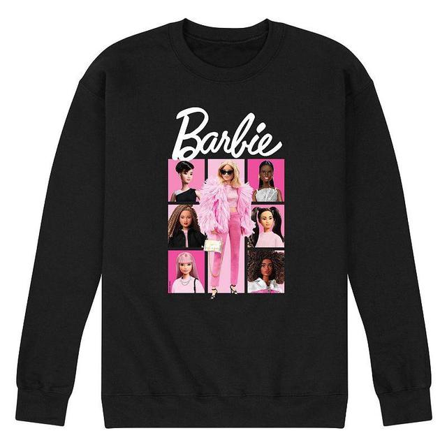 Mens Barbie Pink Grid Fleece Sweatshirt Black Product Image