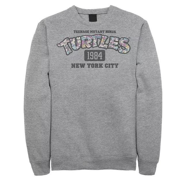 Big & Tall Nickelodeon Teenage Mutant Ninja Turtles Flower Filled Logo Fleece Sweatshirt, Mens Athletic Grey Product Image