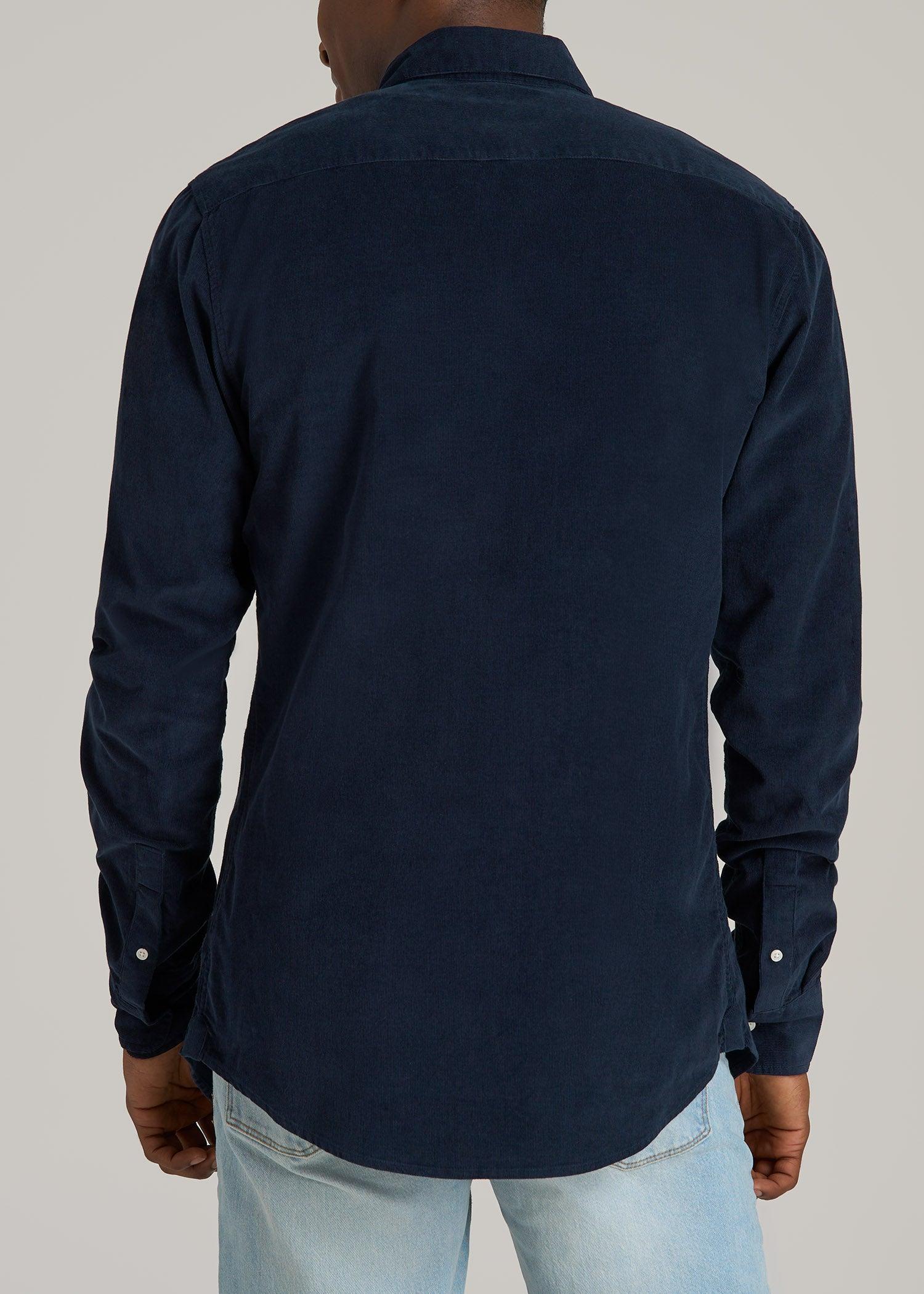 Pincord Button Shirt for Tall Men in Evening Blue Male Product Image