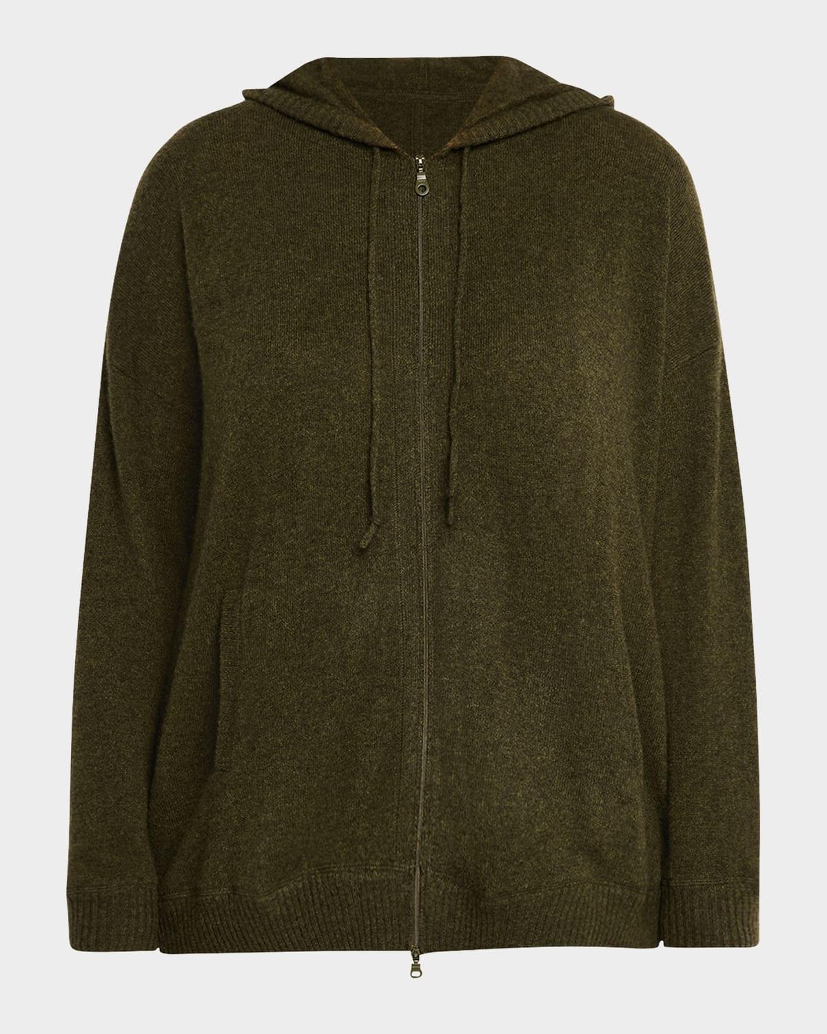 Plus Size Cashmere Zip-Front Hoodie Product Image