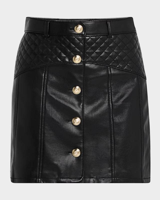 Claudia Quilted Vegan Leather Mini Skirt Product Image