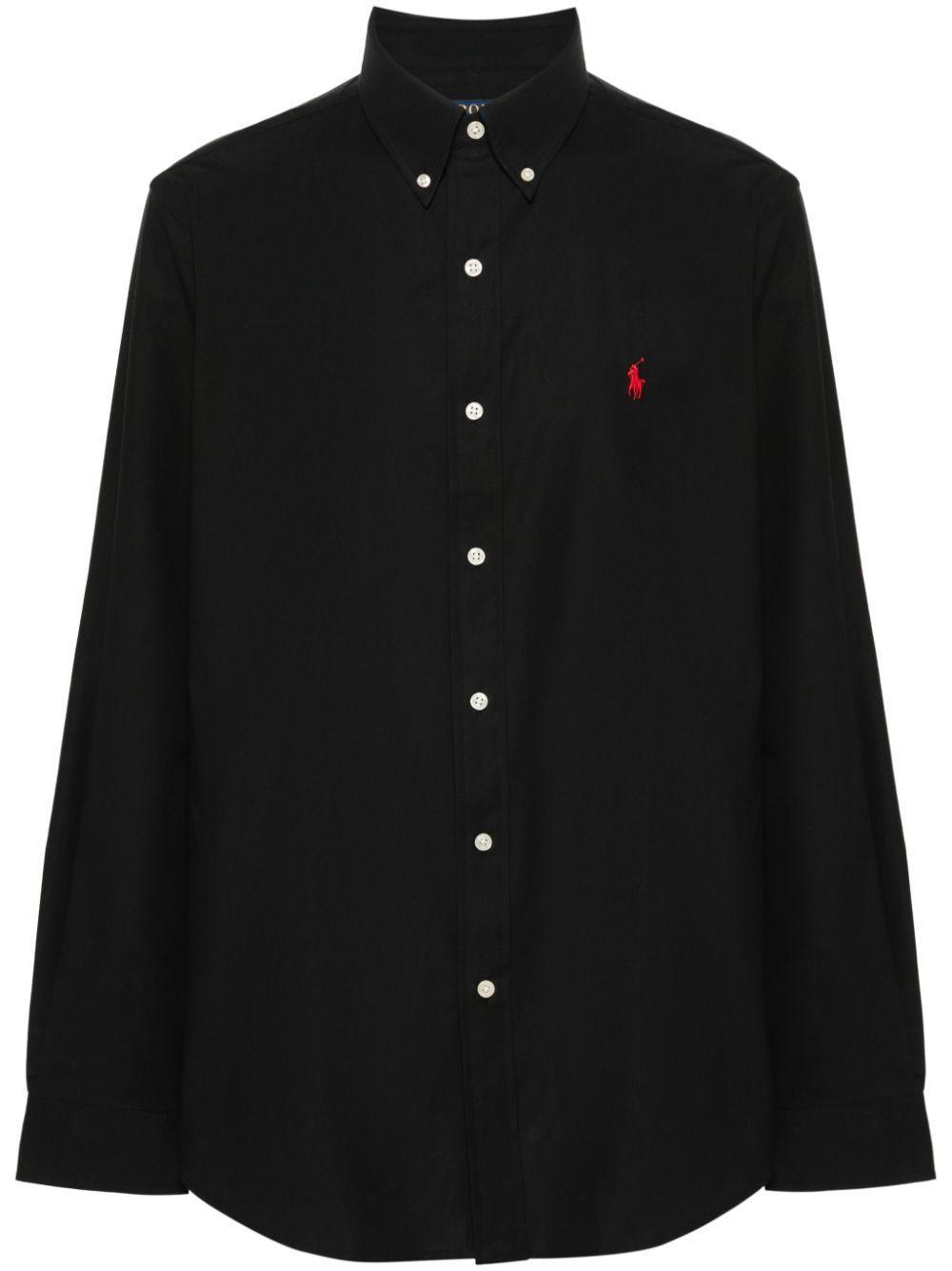 Polo Pony Cotton Blend Shirt In Black Product Image