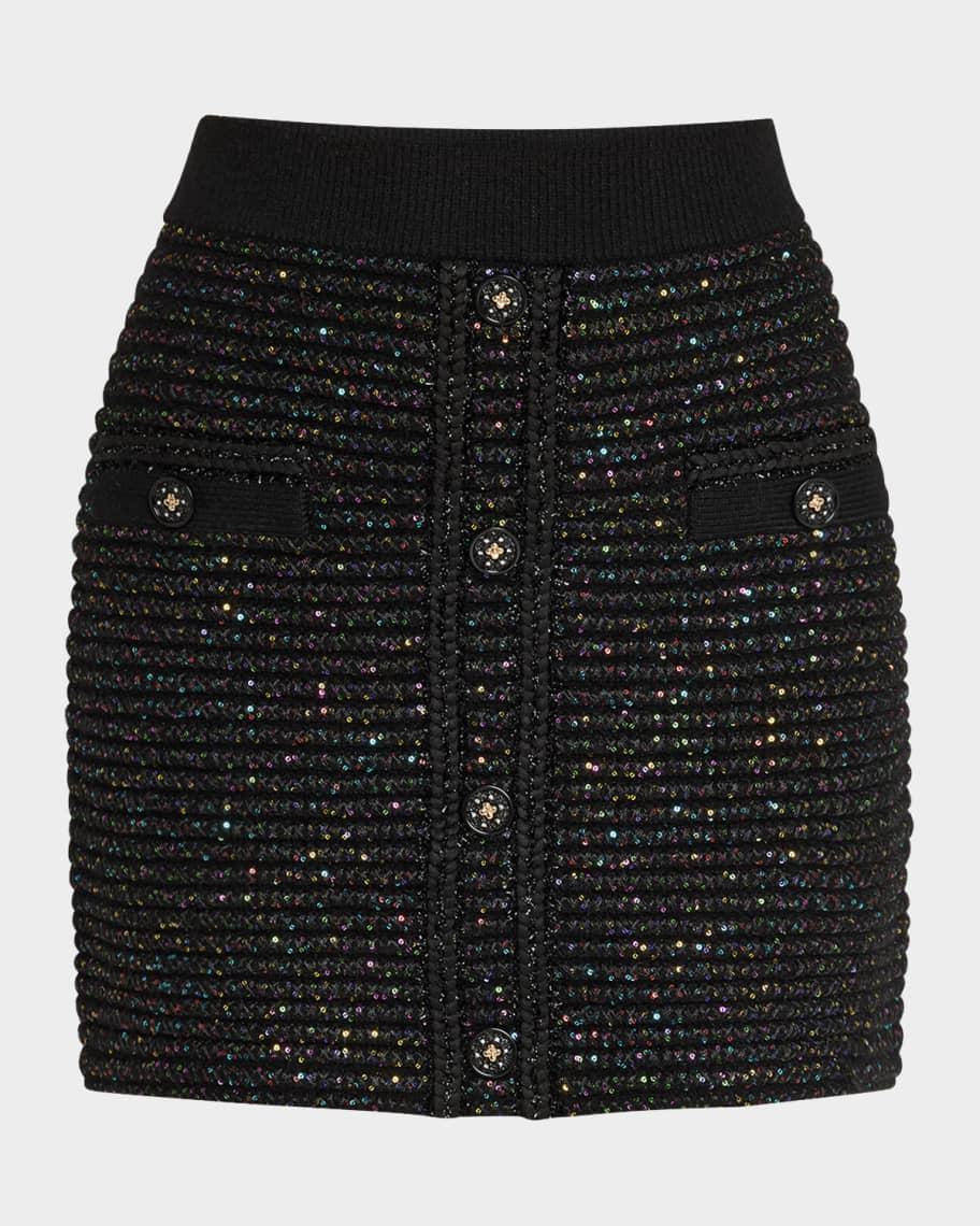 Sequin Textured-Knit Mini Skirt Product Image