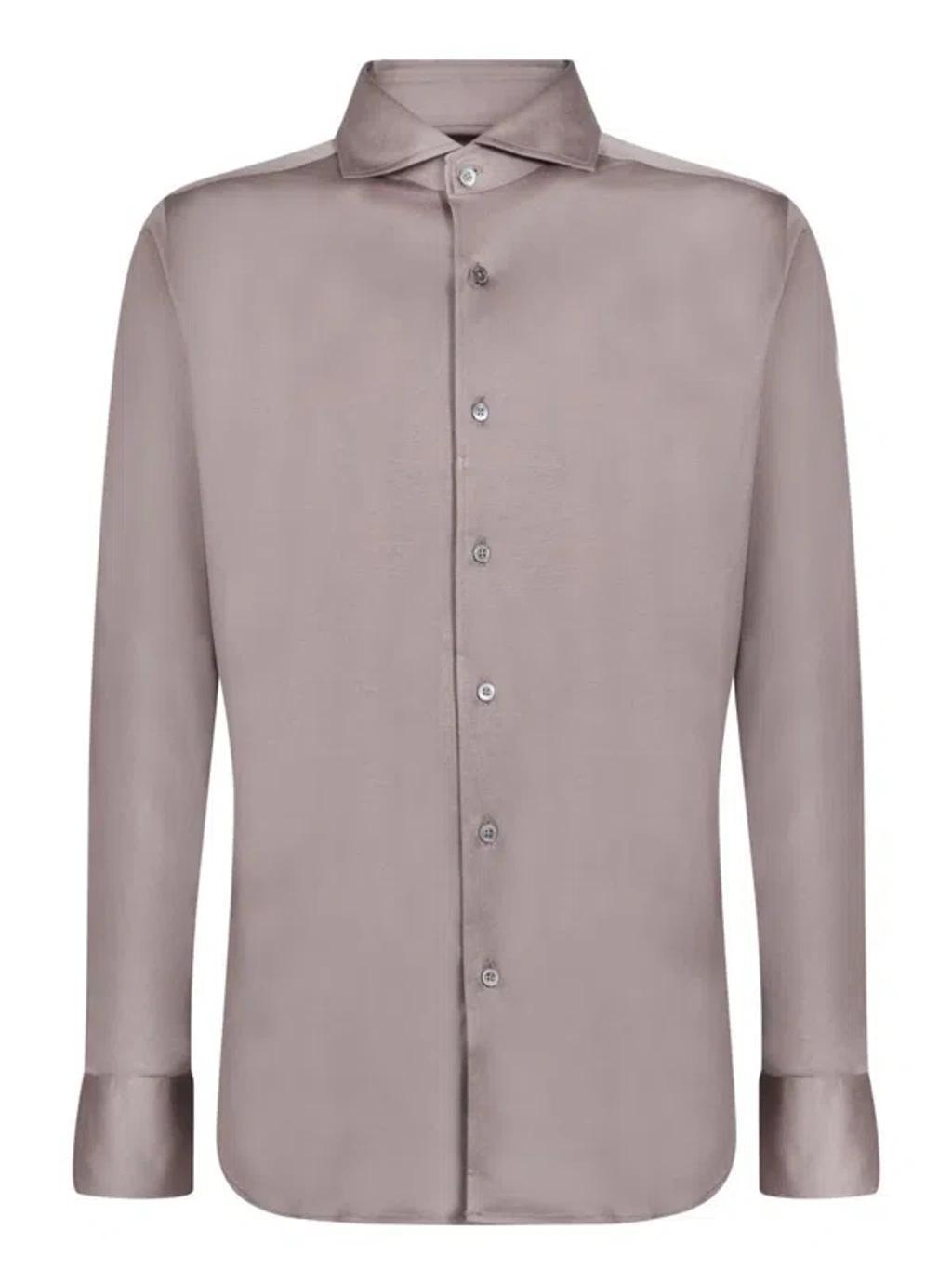 CANALI Cotton Mastic Shirt In Grey Product Image