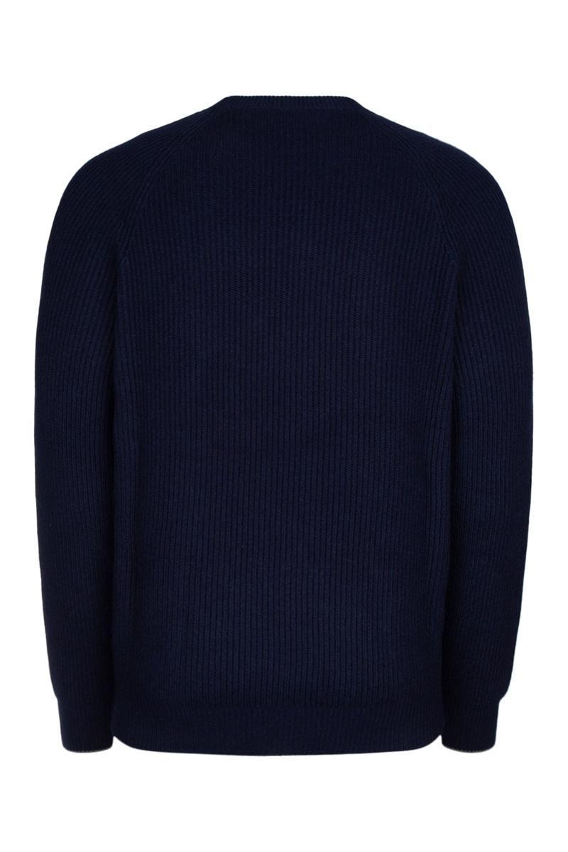 BRUNELLO CUCINELLI Crewneck Ribbed In Navy Blue Product Image