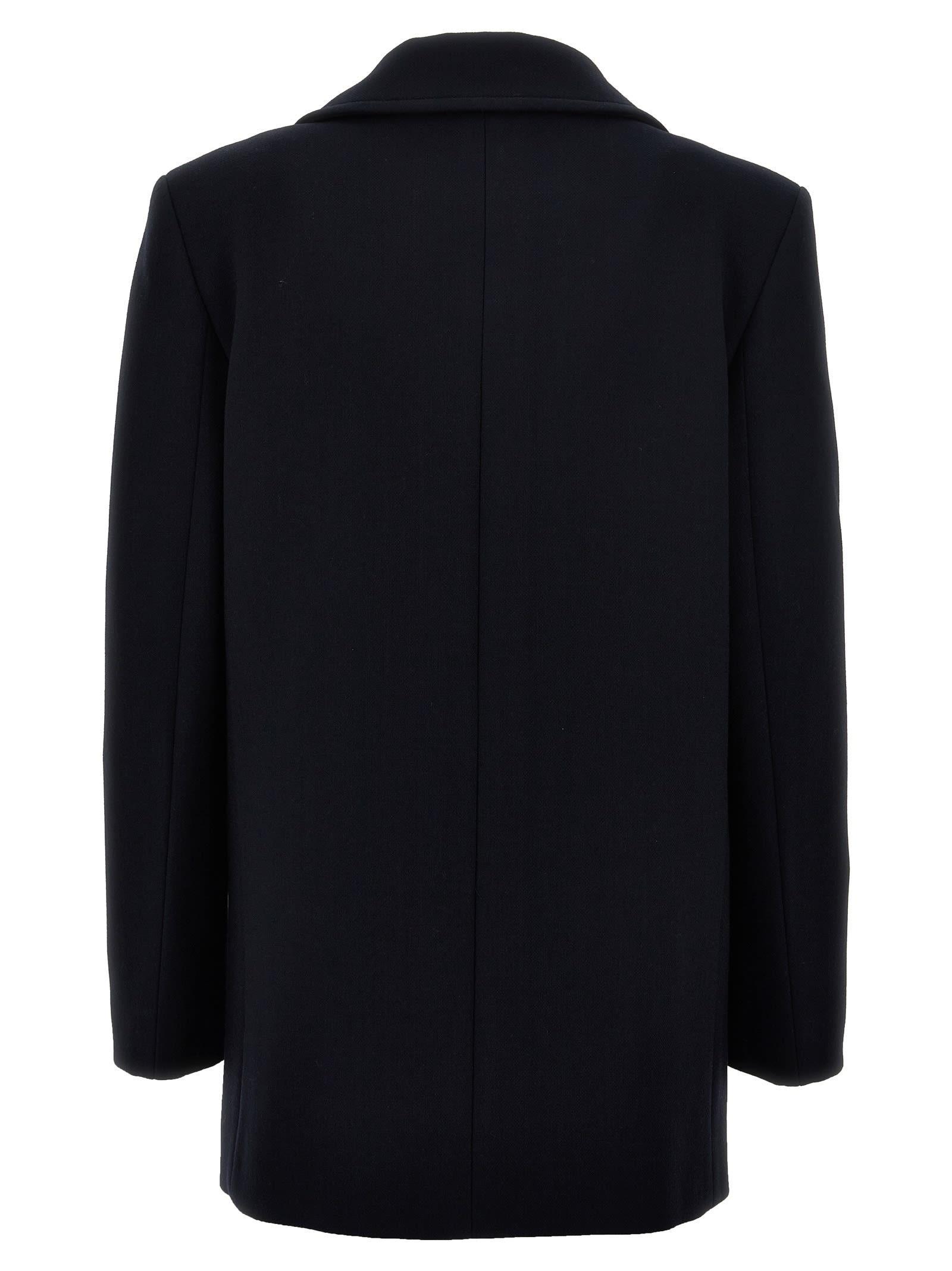 CHLOÉ Double-breasted Wool-crepe Coat In Blue Product Image