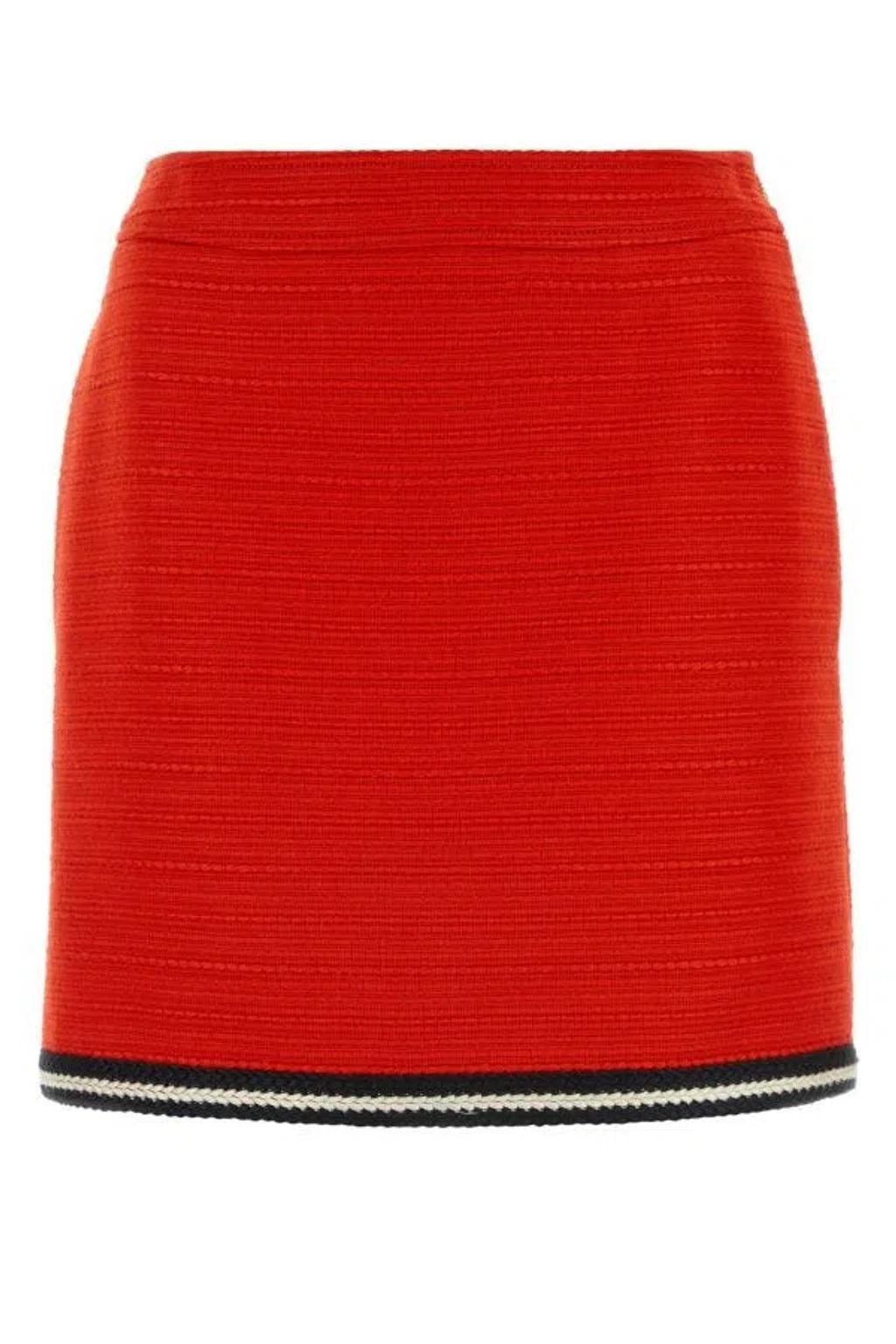 Mid Rise Braided Trim Mini Skirt In Red Product Image