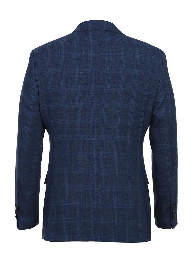 English Laundry 2-Piece Blue Plaid Wool Blend Slim Fit Dress Suit Product Image