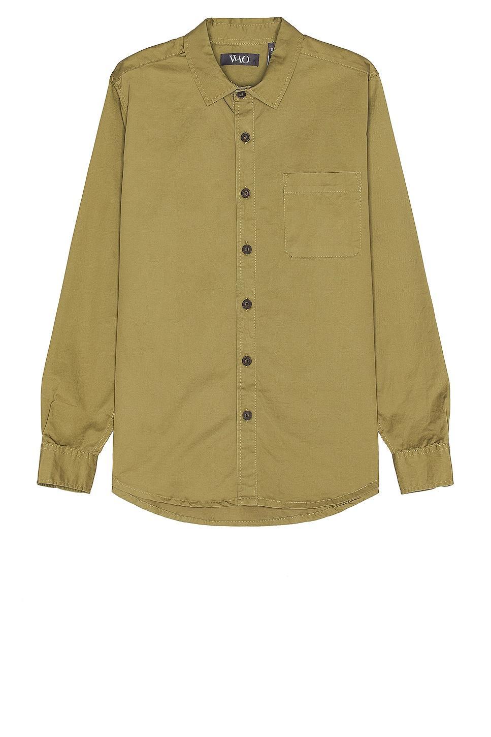 WAO Long Sleeve Twill Shirt Green. (also in L, S, XL/1X). Product Image