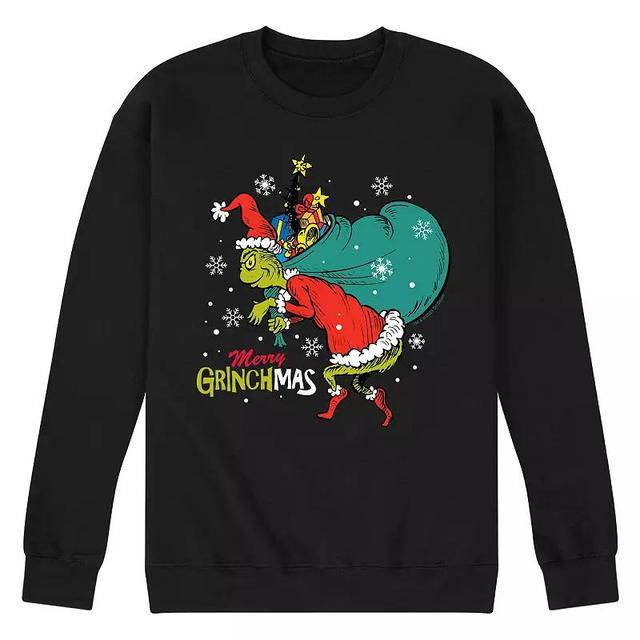 Mens Dr. Seuss The Grinch Merry Grinchmas Toy Bag Fleece Sweatshirt Product Image