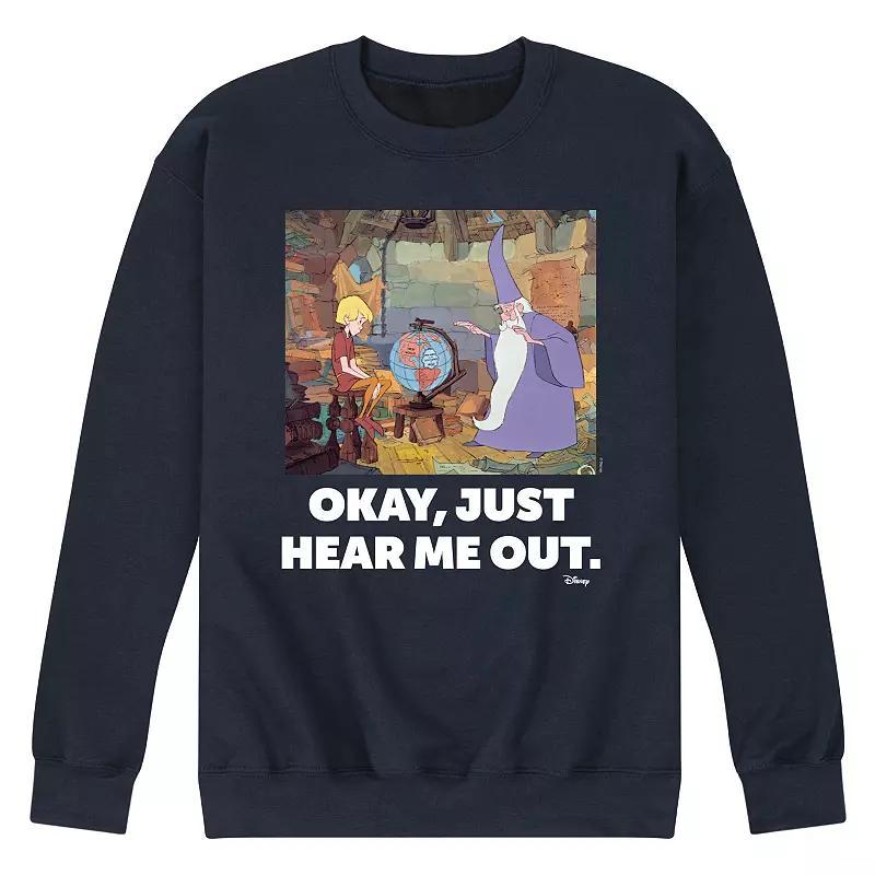 Disneys The Sword in the Stone Mens Okay, Just Hear Me Out Fleece Sweatshirt Blue Product Image