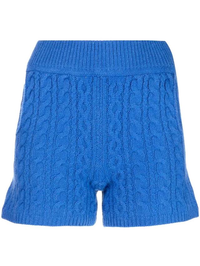 Pierce Cable-knit Cashmere Shorts In Blue Product Image