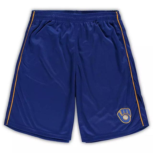 Mens ProfileRoyal Milwaukee Brewers Big & Tall Mesh Shorts Product Image