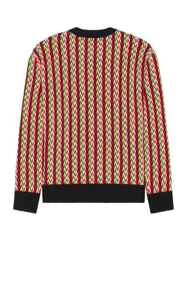 Lanvin Curb Chevron Knit Crewneck in Red Product Image