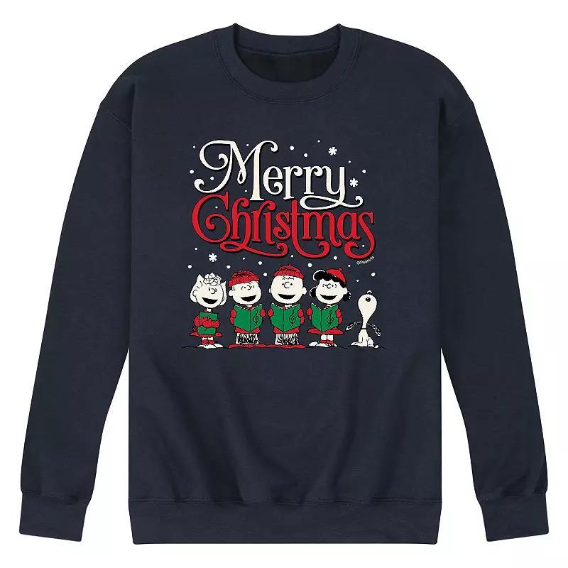 Mens Peanuts Caroling Sweatshirt Blue Product Image