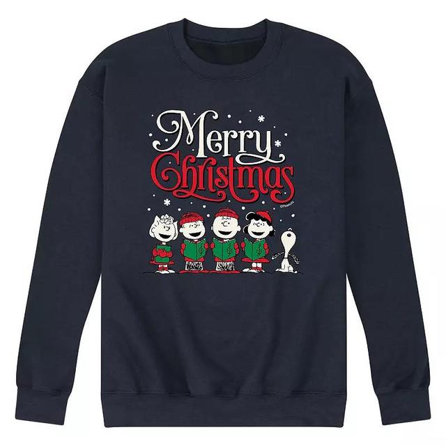 Mens Peanuts Caroling Sweatshirt Blue Product Image