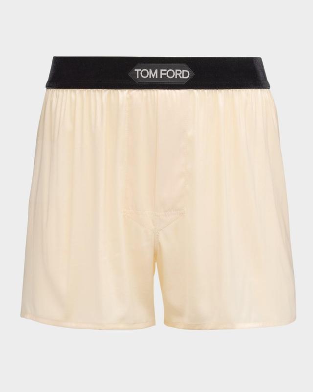 TOM FORD Men's Silk Jacquard Logo Boxers In Charcoal Product Image