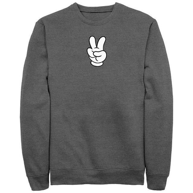 Disneys Mickey Classic Peace Hand Mens Graphic Fleece Grey Heather Product Image