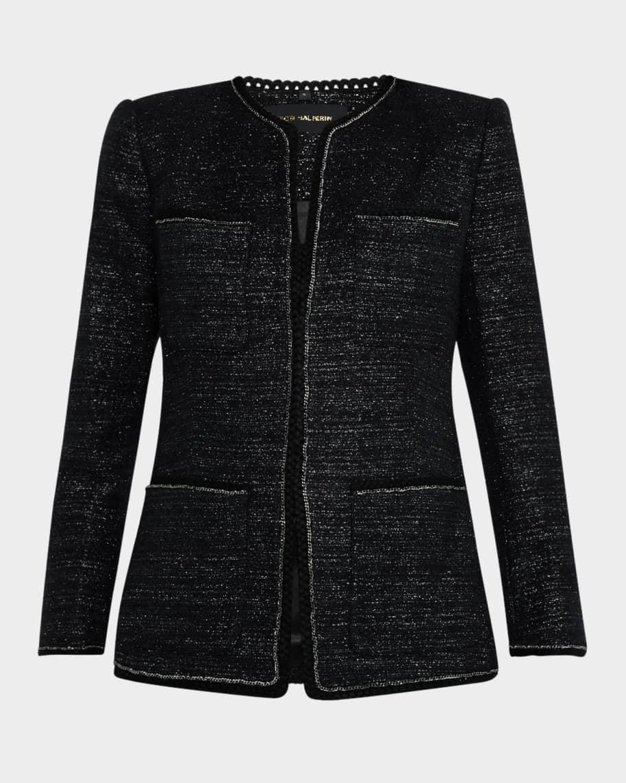 Teigen Chain-Trim Metallic Tweed Jacket Product Image