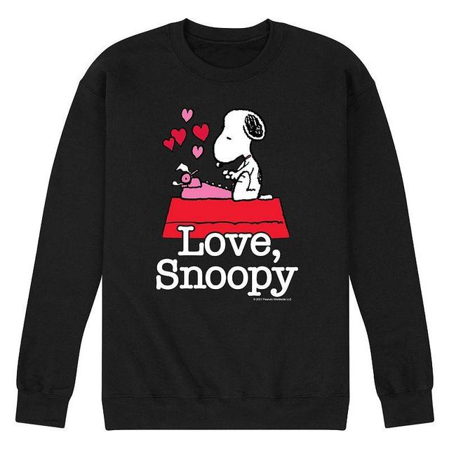 Mens Peanuts Love Snoopy Fleece Sweatshirt Black Product Image