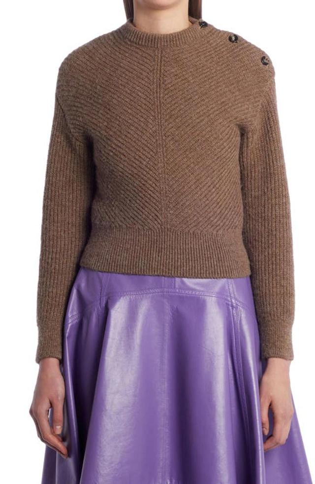 Chevron Alpaca Sweater With Button Shoulder In Riverbed Product Image