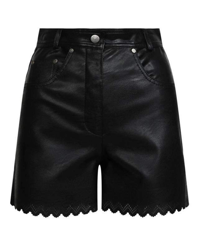 Maddox Scalloped Faux Leather Shorts In Black Product Image