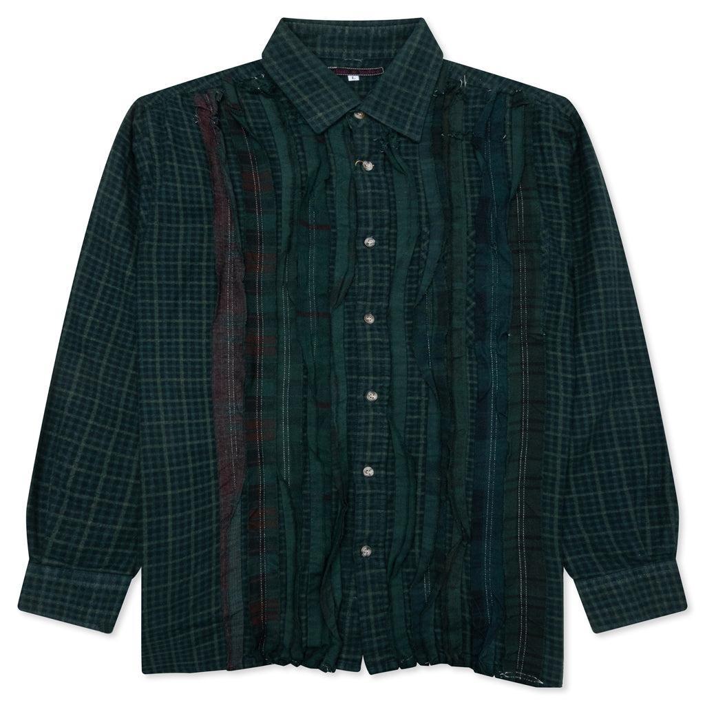 Over Dyed Ribbon Shirt - Green Male Product Image