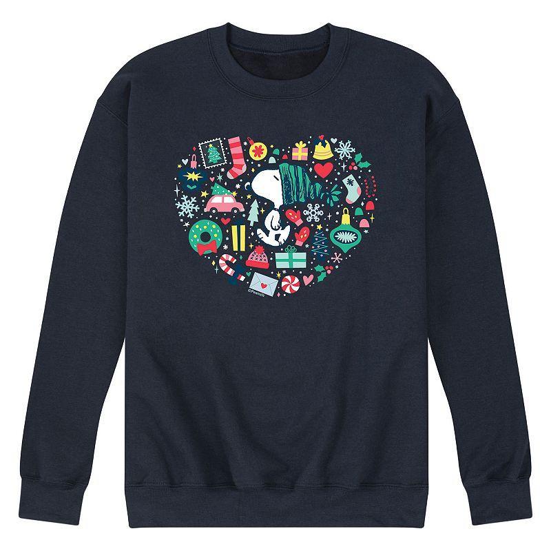 Mens Peanuts Holiday Heart Sweatshirt Blue Product Image