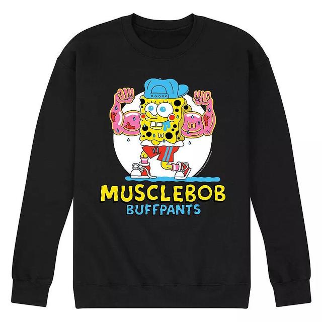 Mens SpongeBob SquarePants Musclebob Fleece Sweatshirt Grey Gray Product Image