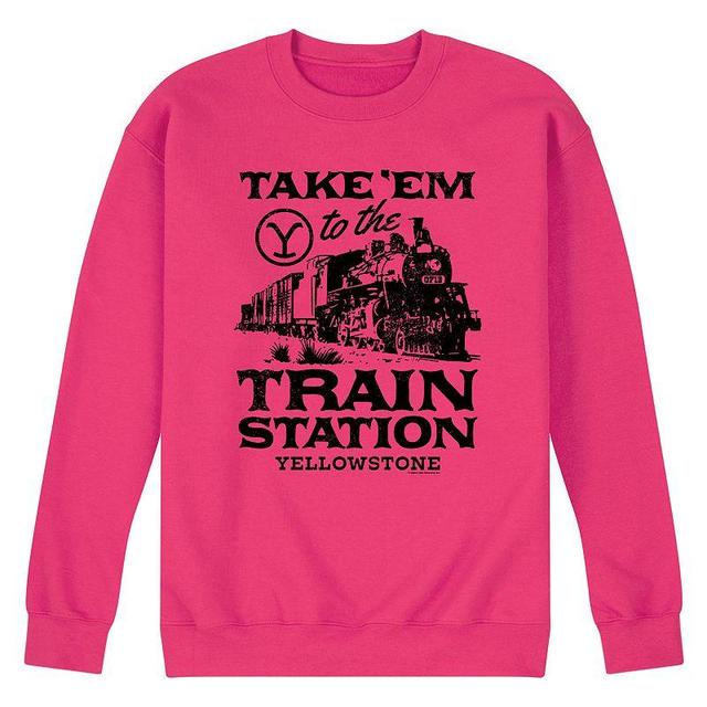 Mens Yellowstone Train Station Fleece Sweatshirt Purple Product Image