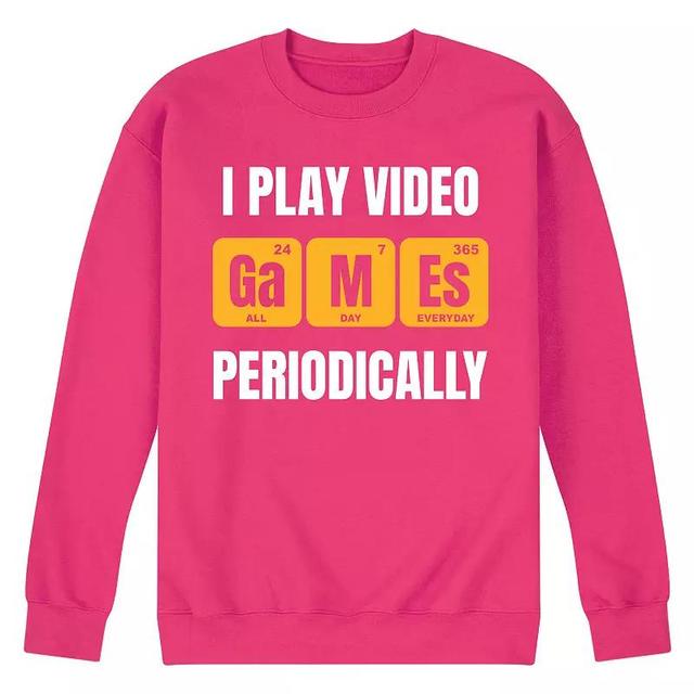 Mens I Play Video Games Periodically Fleece Sweatshirt Pink Product Image